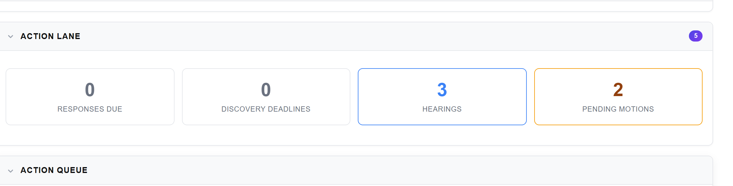 Court filing alert notification showing a new motion detected with automatic deadline calculation